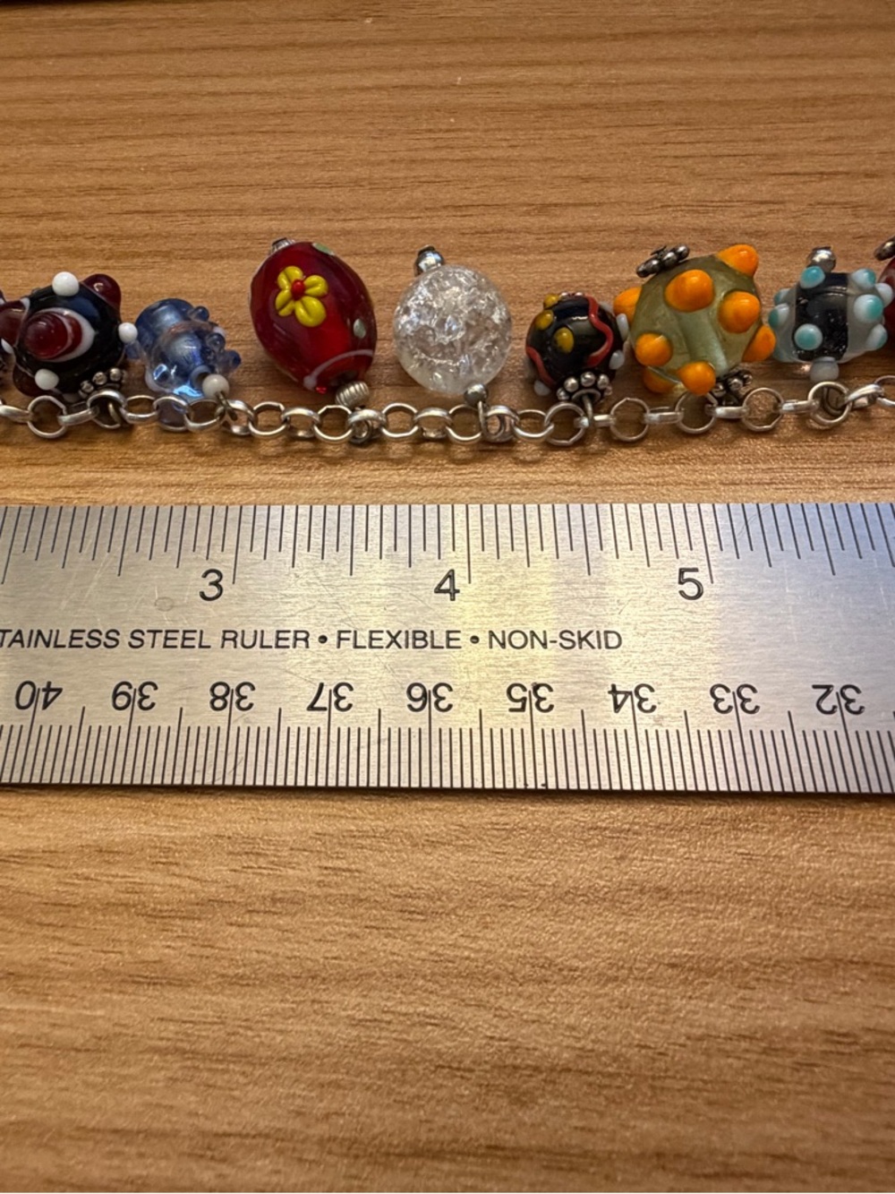Amazing sterling silver art glass charm bracelet - Picture 10 of 12
